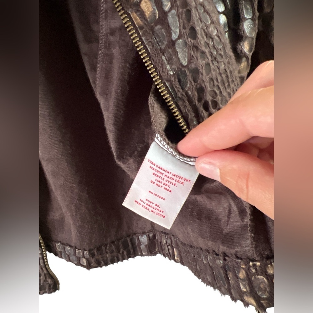 Ruby Rd. Brown Croc-Embossed Zip Jacket - Picture 6 of 6